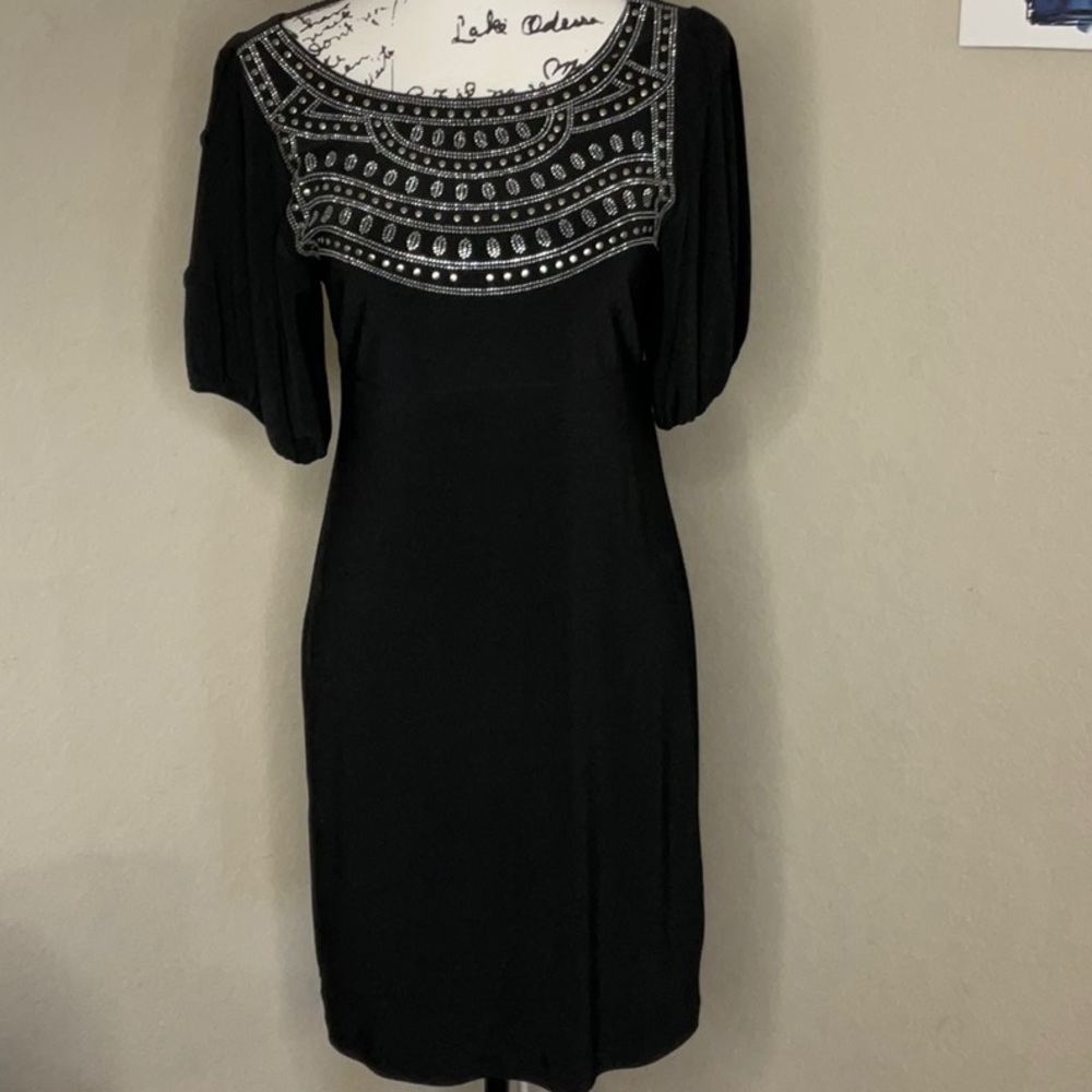 090 - Bisou Bisou NWOT Black Studded Mini Dress Size 4